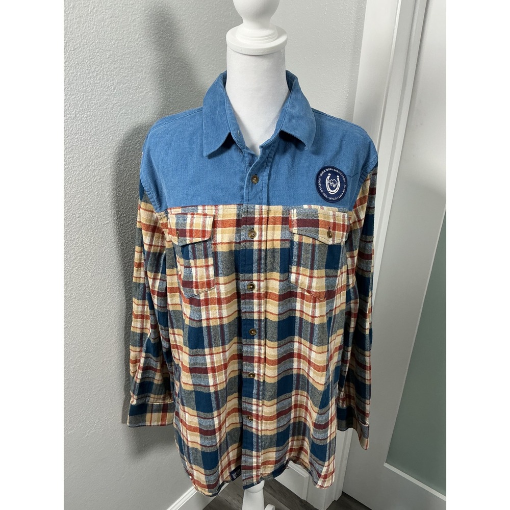 High West Distillery Men's Flannel Corduroy Plaid Shirt Size M